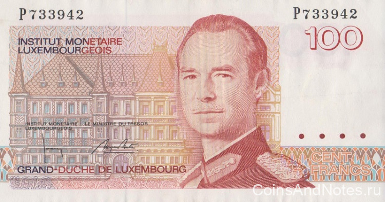 100 франков 1986 (1993) года. Люксембург. р58b
