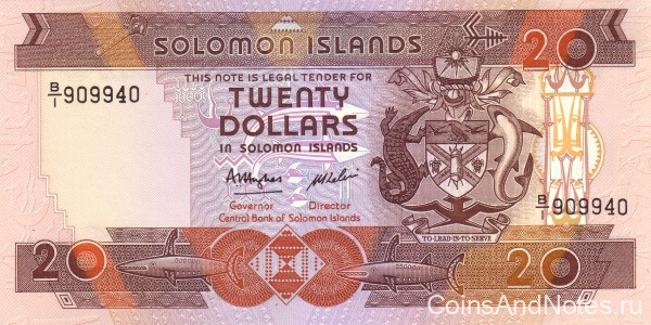 20 долларов 1986 года. Соломоновы острова. р16
