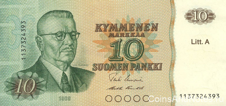 10 марок 1980 года. Финляндия. р112а(1)