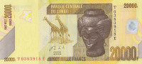 Банкнота 20000 франков 2020 года. Конго. р104b