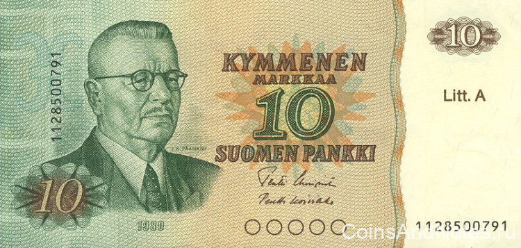 10 марок 1980 года. Финляндия. р112а(3)