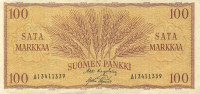 100 марок 1957 года. Финляндия. р97а(16)