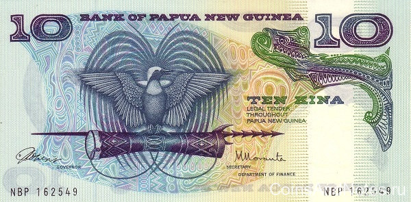 10 кина 1985-1987 годов. Папуа Новая Гвинея. р7