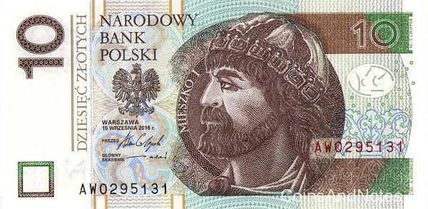 10 злотых 2016 года. Польша. р183