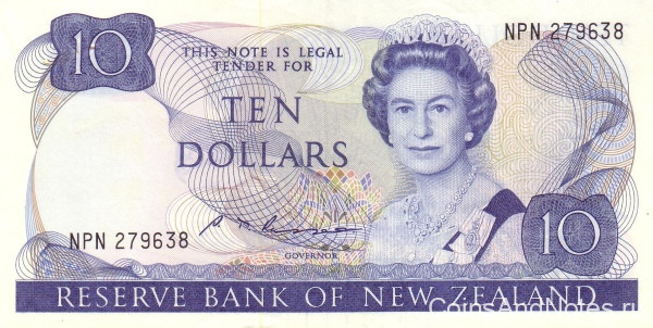 10 долларов 1981-1992 годов. Новая Зеландия. р172b