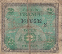 Банкнота 2 франка 1944 года. Франция. р114b