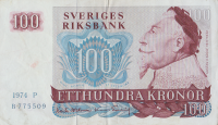 100 крон 1974 года. Швеция. р54b(74)