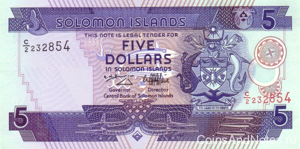 5 долларов 1997 года. Соломоновы острова. р19