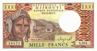 Банкнота 1000 франков 1979-2005 годов. Джибути. р37е