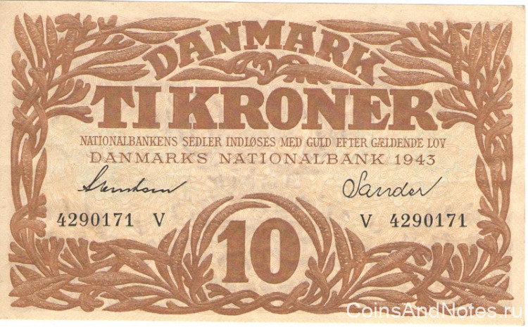 10 крон 1943 года. Дания. р31р
