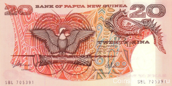 20 кина 1989-1992 годов. Папуа Новая Гвинея. р10а