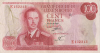 Банкнота 100 франков 15.07.1970 года. Люксембург. р56