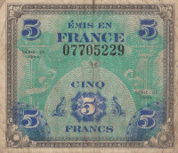 Банкнота 5 франков 1944 года. Франция. р115