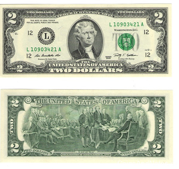 2 доллара 2009 года. США. р530А(L)