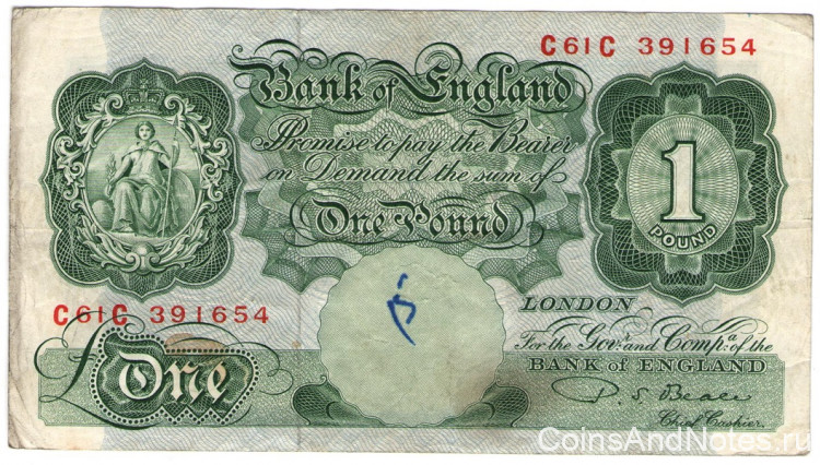 1 фунт 1948-60 годов. Великобритания. р369b
