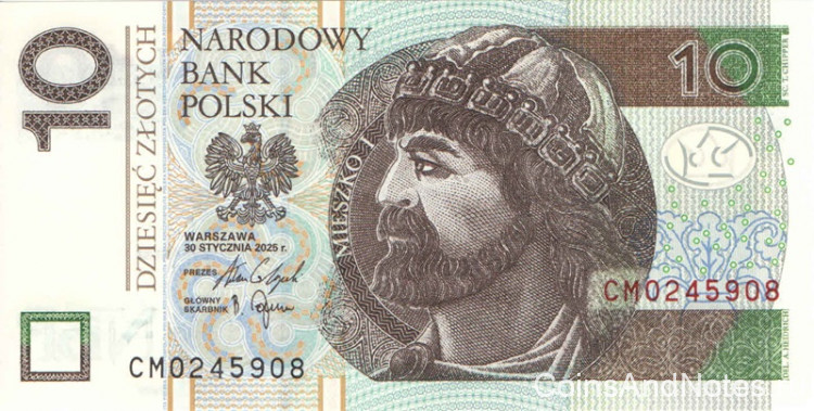 10 злотых 2025 года. Польша. р183(25)
