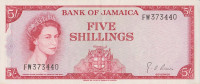 Банкнота 5 шиллингов 1960 (1964) года. Ямайка. р51Ad