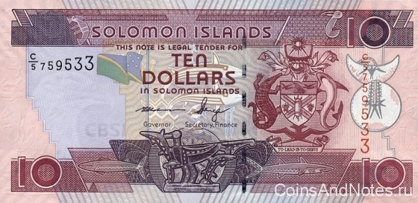 10 долларов 2009 года. Соломоновы острова. р27(3)