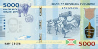5000 франков 15.01.2015 года. Бурунди. р53