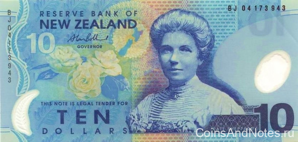 10 долларов 2007 года. Новая Зеландия. р186b