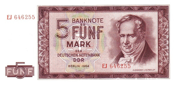5 марок 1964 года. ГДР. р22