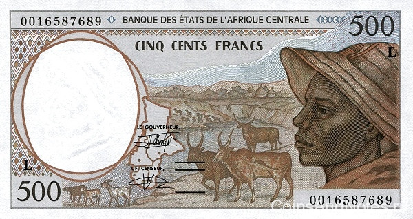 500 франков 2000 года. Габон. р401Lg