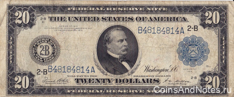 20 долларов 1914 года. США. Р361bB(4)