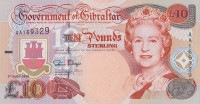 Банкнота 10 фунтов 01.07.1995 года. Гибралтар. р26