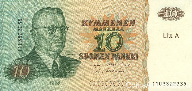 10 марок 1980 года. Финляндия. р112а(13)