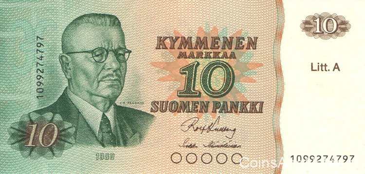 10 марок 1980 года. Финляндия. р112а(10)