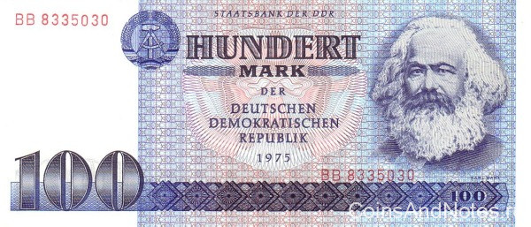 100 марок 1975 года. ГДР. р31а