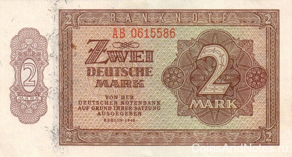 2 марки 1948 года. ГДР. р10b