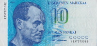 Банкнота 10 марок 1986 года. Финляндия. р113а(35)