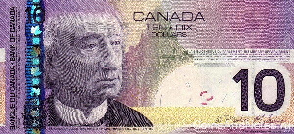10 долларов 2009 года. Канада. р102Ae