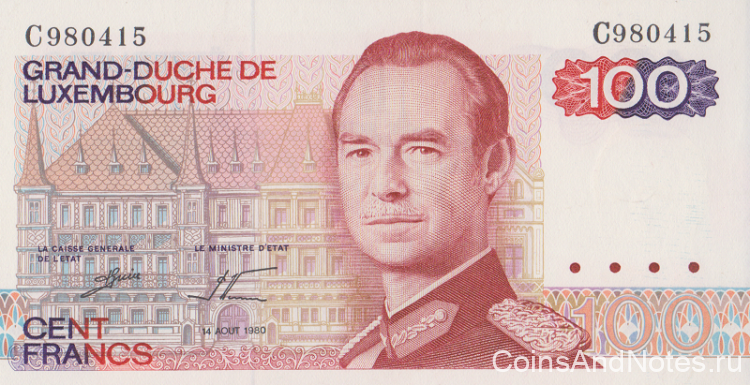 100 франков 1980 года. Люксембург. р57а(1)