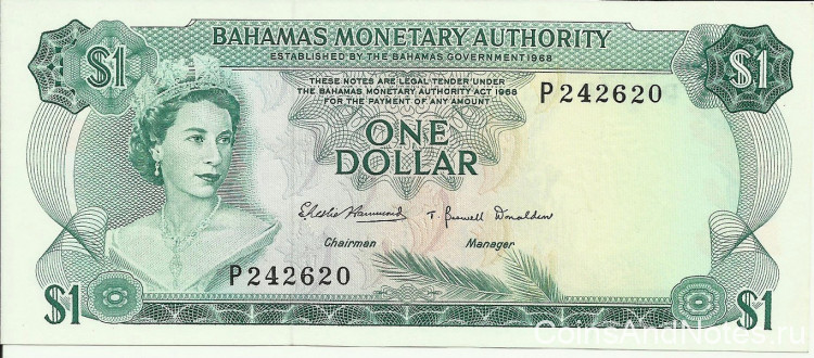 1 доллар 1968 года. Багамские острова. р27а