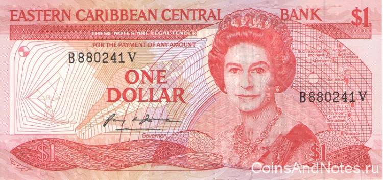 1 доллар 1985-1987 годов. Карибские острова. р17v