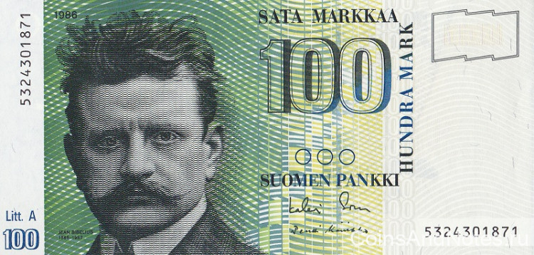 100 марок 1986 года. Финляндия. р119(23)