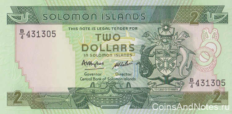 2 доллара 1986 года. Соломоновы острова. р13