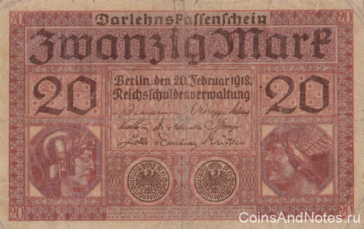 20 марок 1918 года. Германия. р57