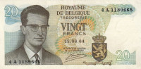 Банкнота 20 франков 15.06.1964 года. Бельгия. р138(3)