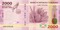 2000 франков 15.01.2015 года. Бурунди. р52