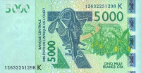 5000 франков 2012 года. Сенегал. р717Kj