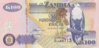 Банкнота 100 квача 1992 года. Замбия. р38b
