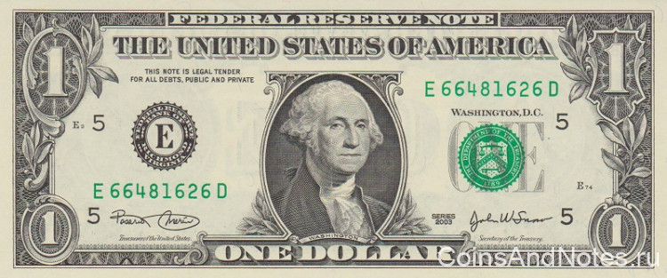 1 доллар 2003 года. США. р515а(Е)