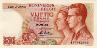50 франков 16.05.1966 года. Бельгия. р139