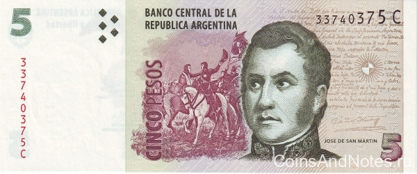 5 песо 2003 года. Аргентина. р353(2)