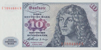 Банкнота 10 марок 1960 года. ФРГ. р19а