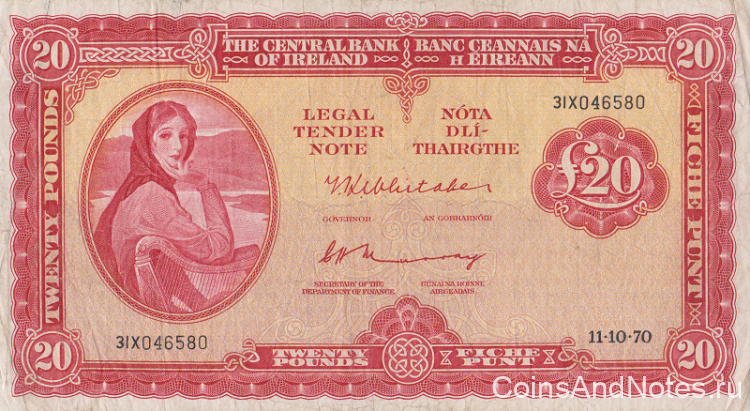 20 фунтов 1970 года. Ирландия. р67b