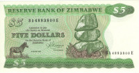 Банкнота 5 долларов 1983 года. Зимбабве. р2с